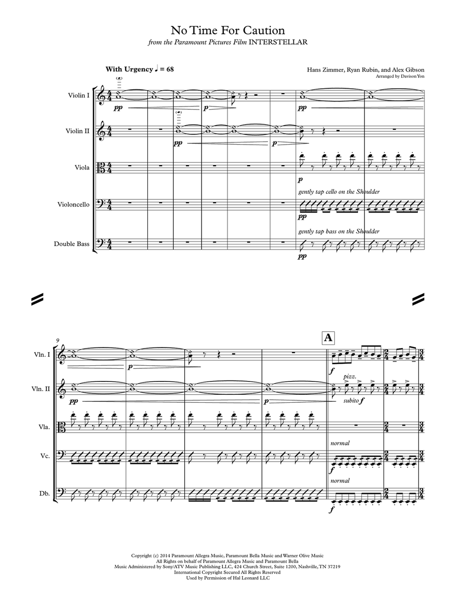 No Time For Caution from the Paramount Pictures film INTERSTELLAR String Orchestra scores gallery preview page 2