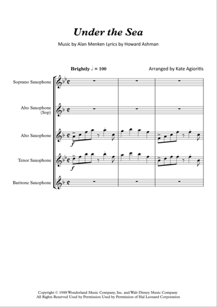Under The Sea Saxophone Quartet scores gallery preview page 2