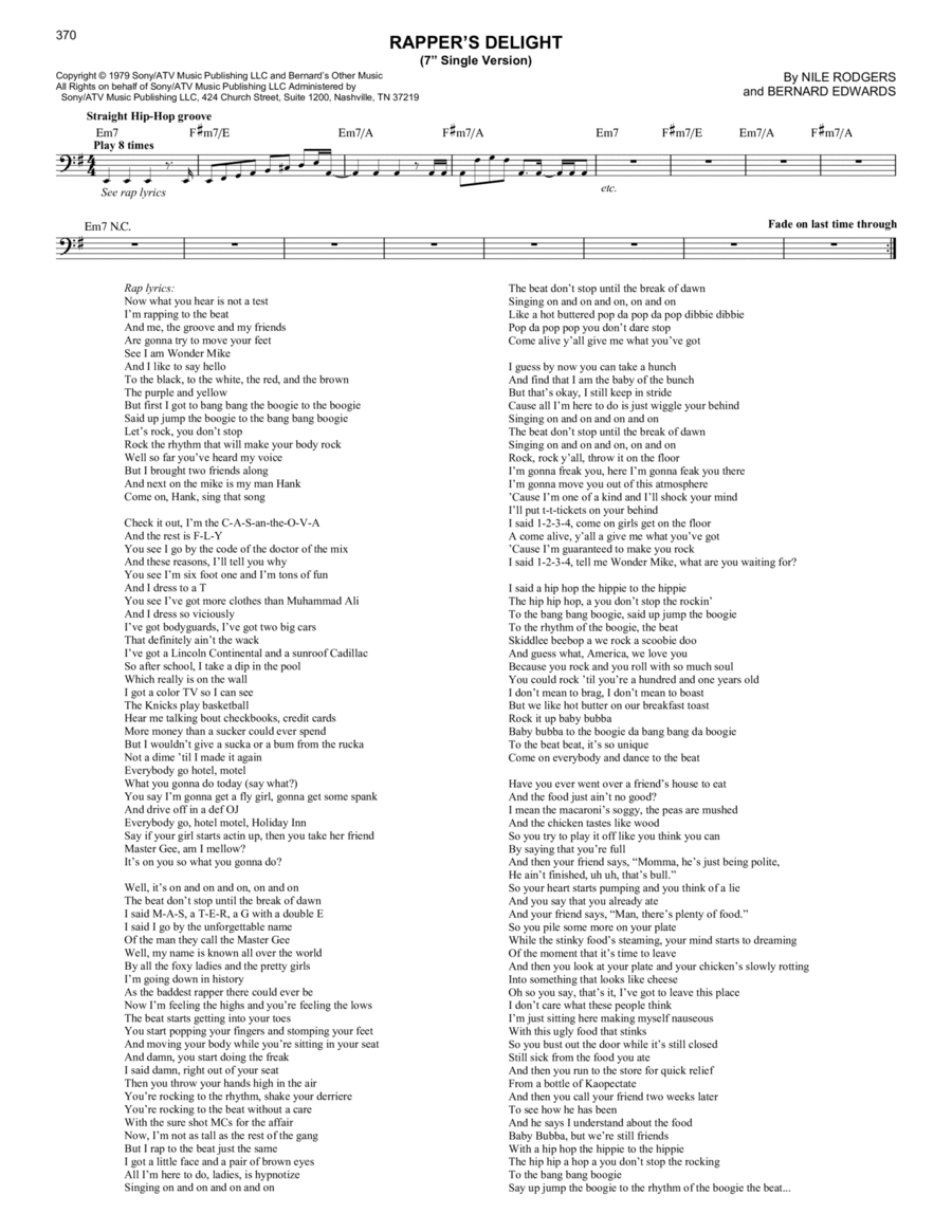 Rapper's Delight Rapper's Delight Piano scores gallery preview page 1