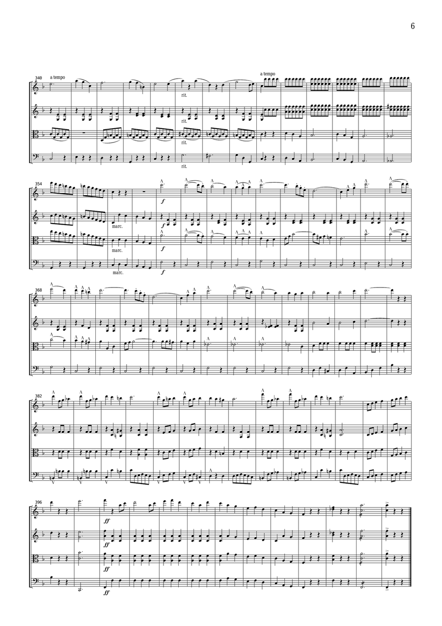 J.Strauss Roses from the South, for string quartet, CS106 String Quartet scores gallery preview page 6