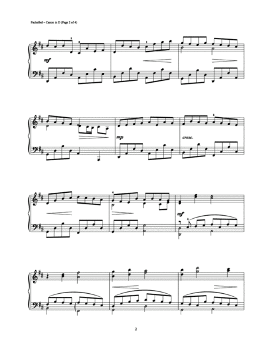 Canon in D Piano Solo scores gallery preview page 3