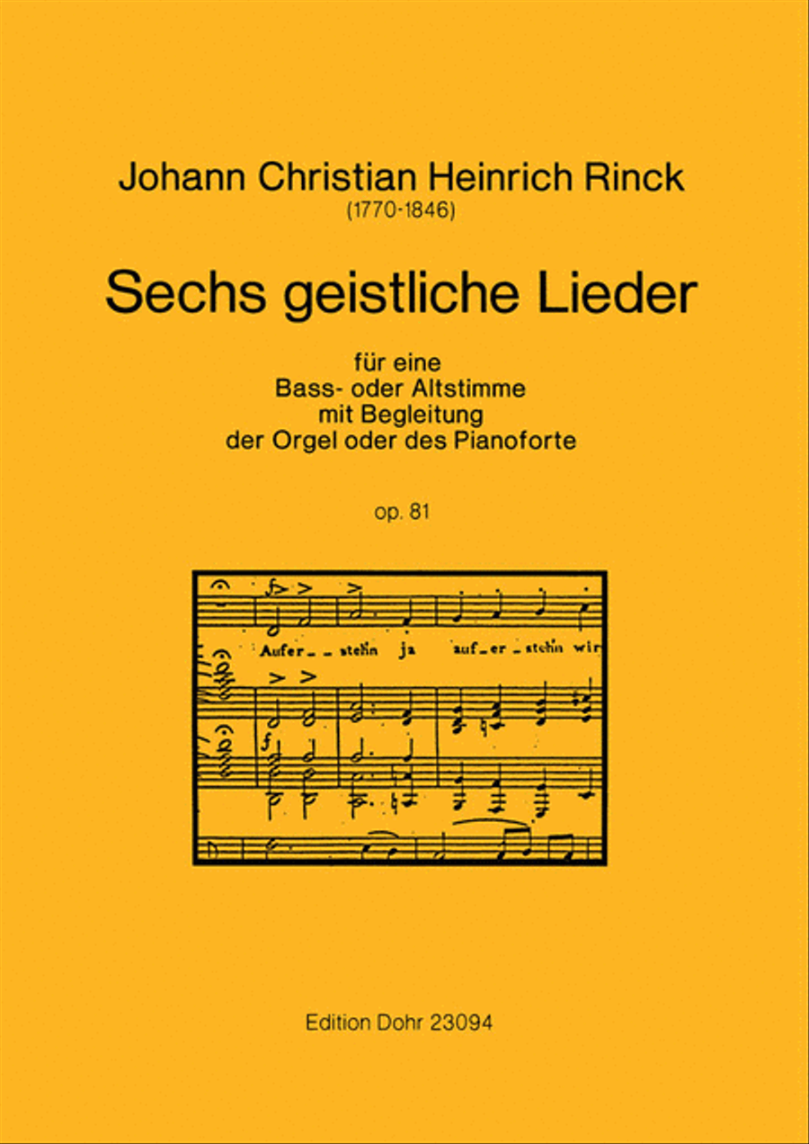 Sechs geistliche Lieder op. 81 (1826) -für eine Bass- oder Altstimme mit Begleitung der Orgel oder des Pianoforte- Piano scores gallery preview page 1