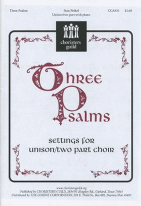 Three Psalms Settings For Unison/2-part Choir