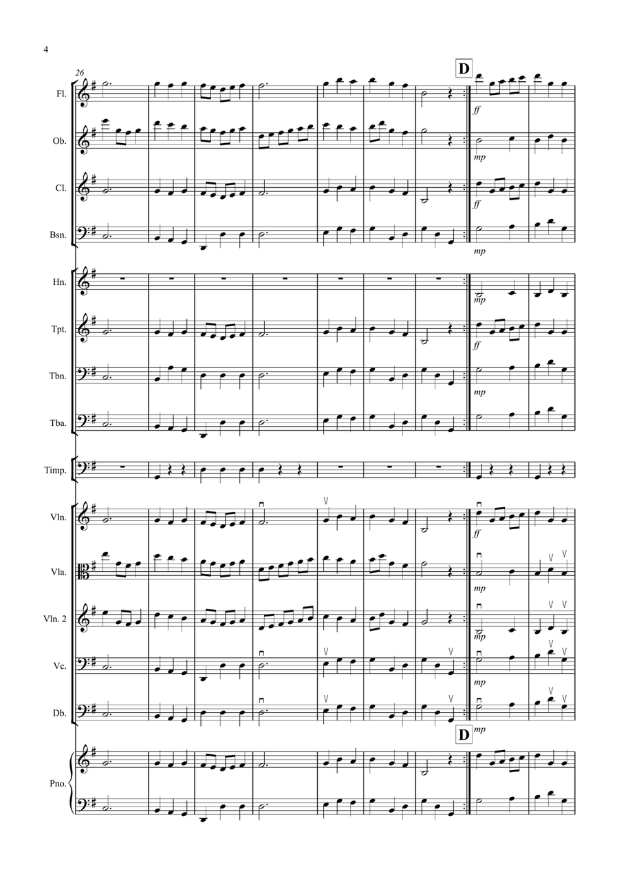Minuet in G by Bach for School Orchestra Full Orchestra scores gallery preview page 4
