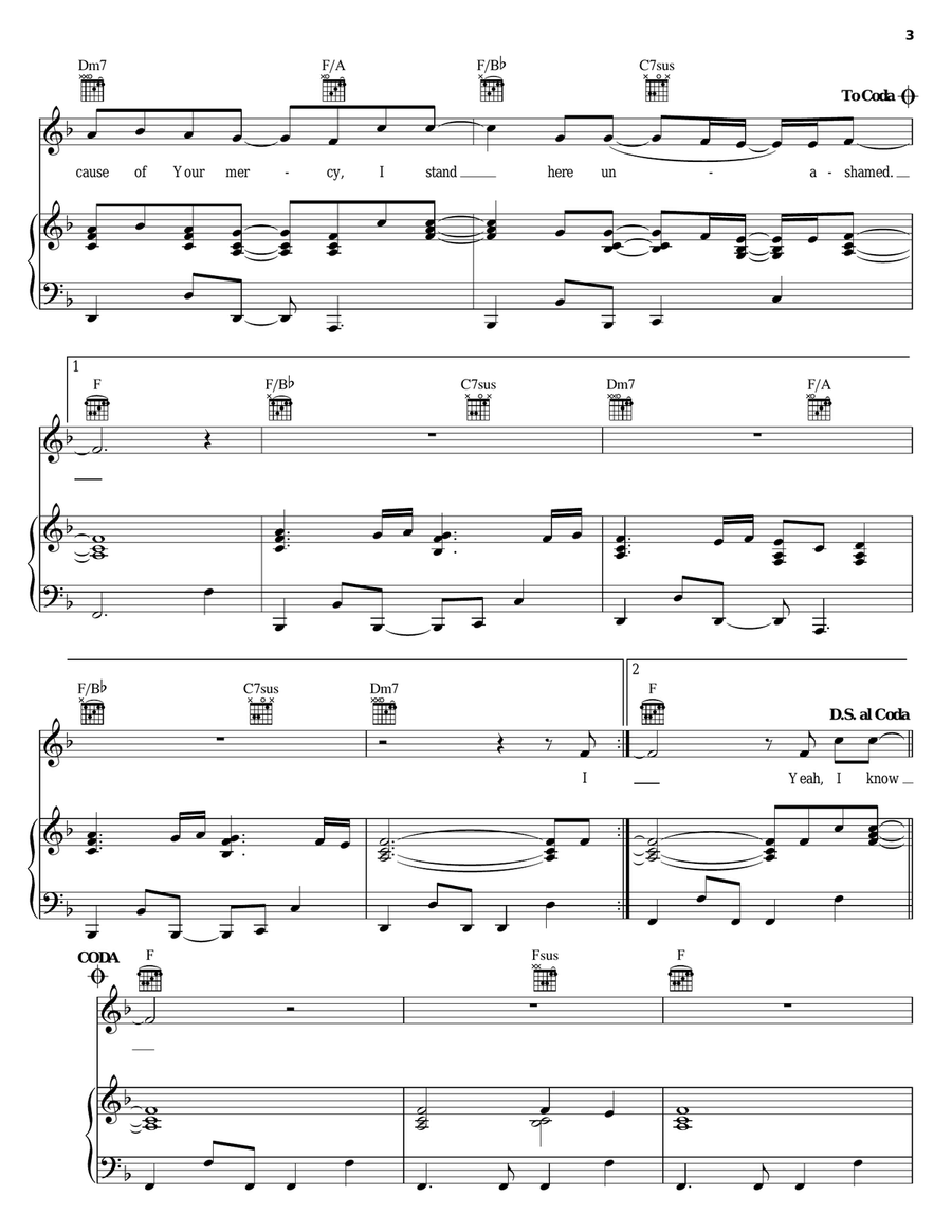 Unashamed Piano, Vocal, Guitar scores gallery preview page 3