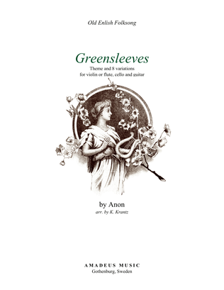 Greensleeves variations for violin or flute, cello and guitar