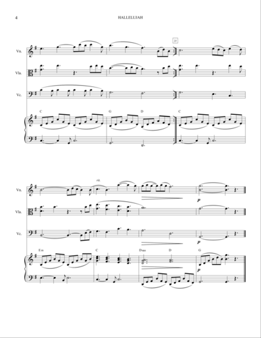 Hallelujah Piano Quartet scores gallery preview page 5