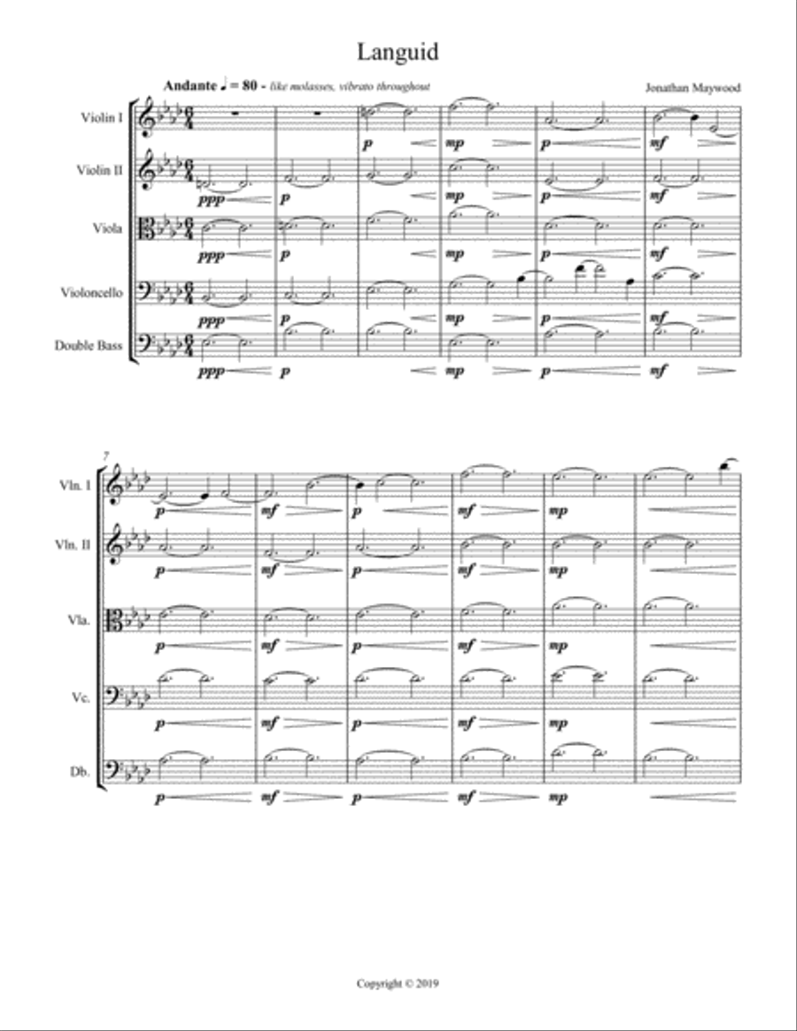 Languid String Quartet scores gallery preview page 1