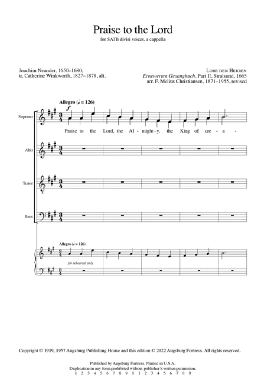 Praise to the Lord (revised edition) Divisi scores gallery preview page 3
