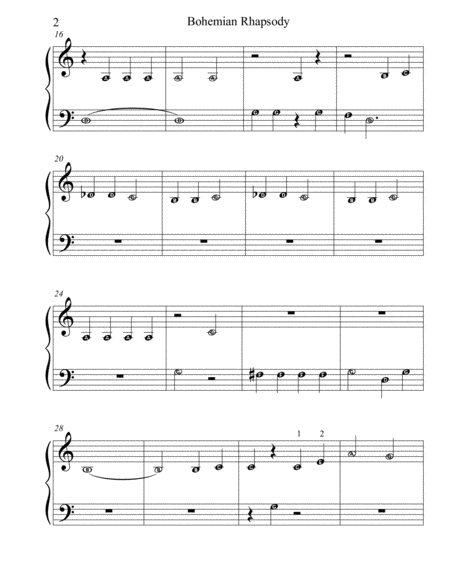 Bohemian Rhapsody (opening themes) - pre-reading piano with note names image number null
