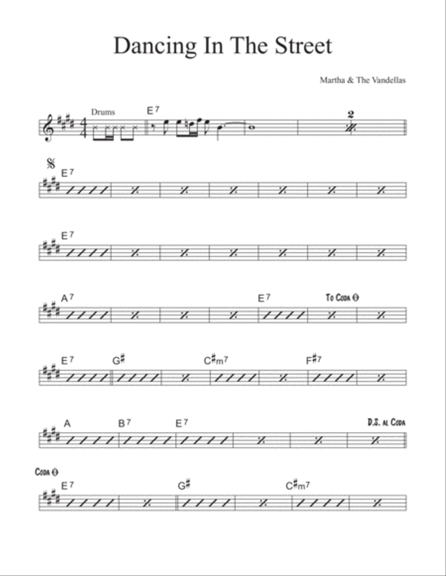 Dancing In The Street Piano, Vocal, Guitar scores gallery preview page 1