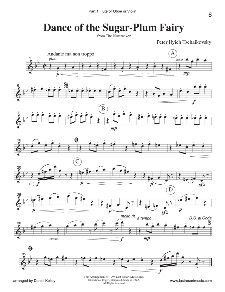 Dance of the Sugar Plum Fairy from the Nutcracker for String Trio (or Wind Trio or Mixed Trio) Piano Trio scores gallery preview page 3