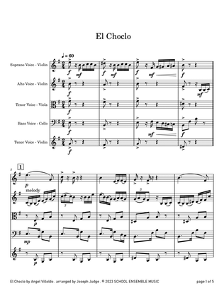 El Choclo by Villoldo for String Quartet in Schools