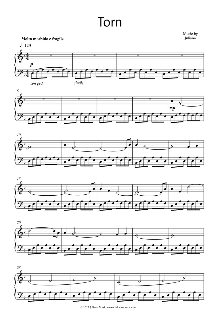 Torn Piano Solo scores gallery preview page 1