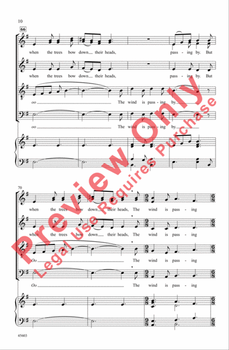 Who Has Seen the Wind? 4-Part scores gallery preview page 10