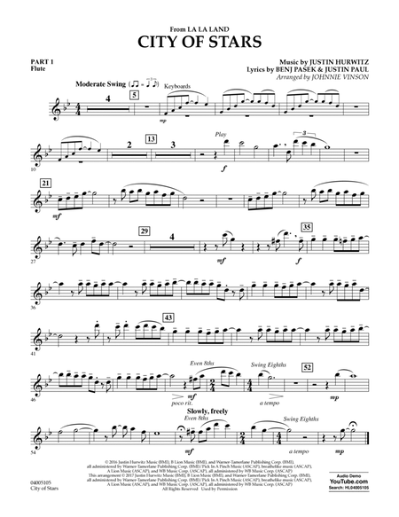 City of Stars (from La La Land) - Pt.1 - Flute by Johnnie Vinson - Concert  Band - Digital Sheet Music