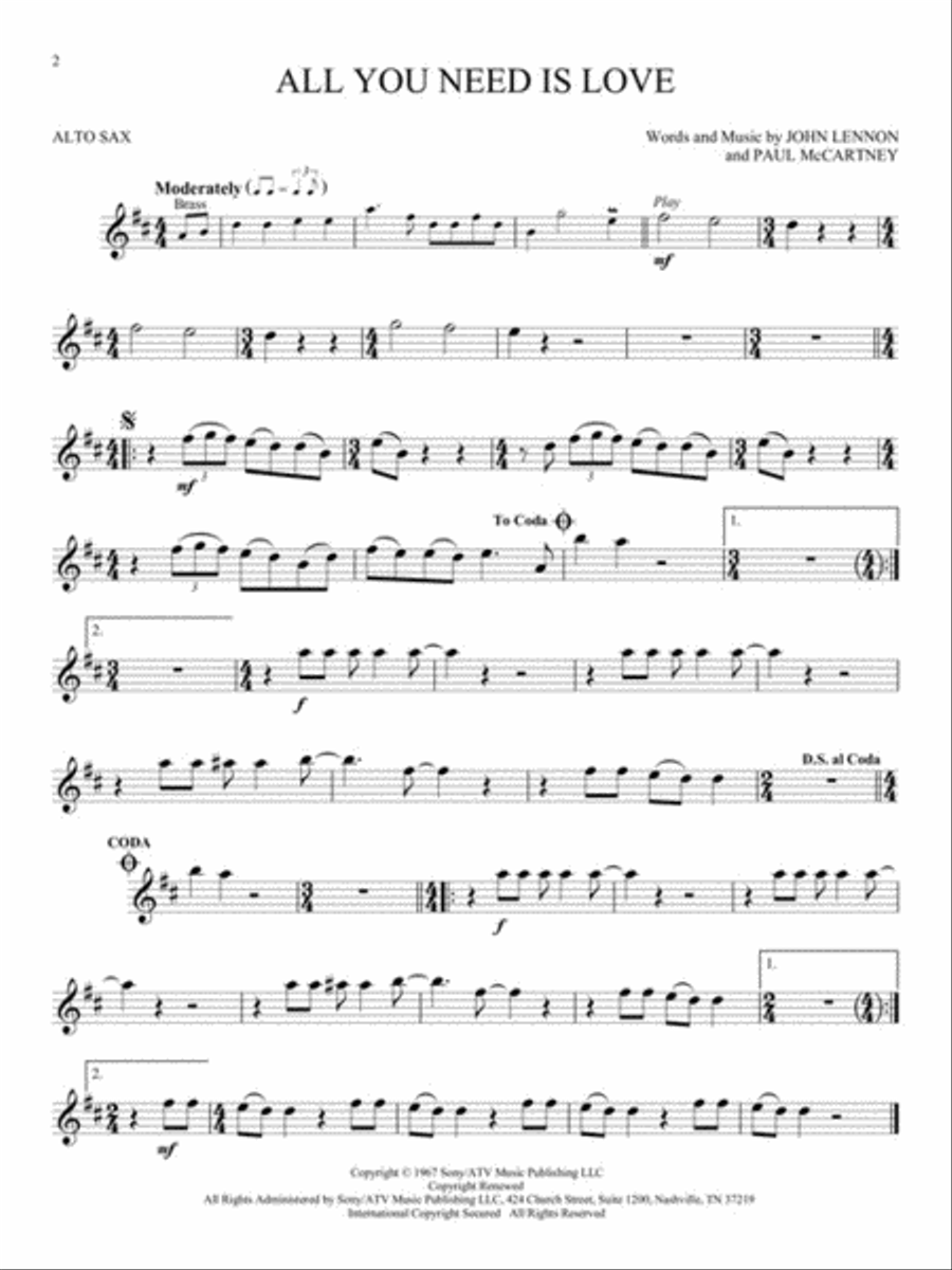 The Beatles – Instrumental Play-Along Alto Saxophone scores gallery preview page 3