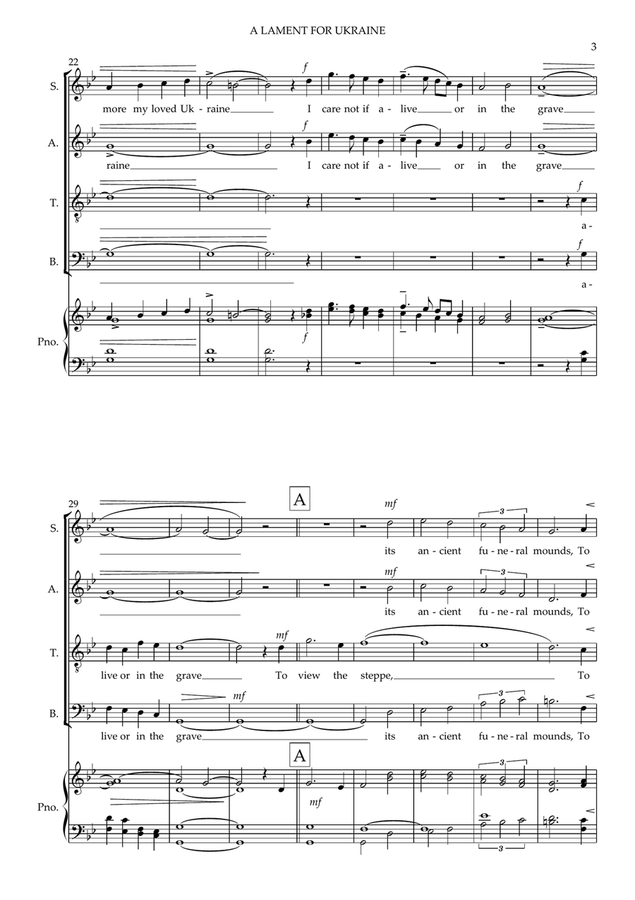 A LAMENT FOR UKRAINE, for SATB a cappella choir 4-Part scores gallery preview page 3