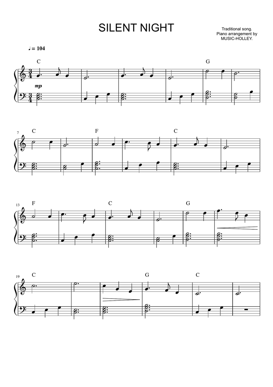 Silent Night (easy piano sheet) Small Ensemble scores gallery preview page 1