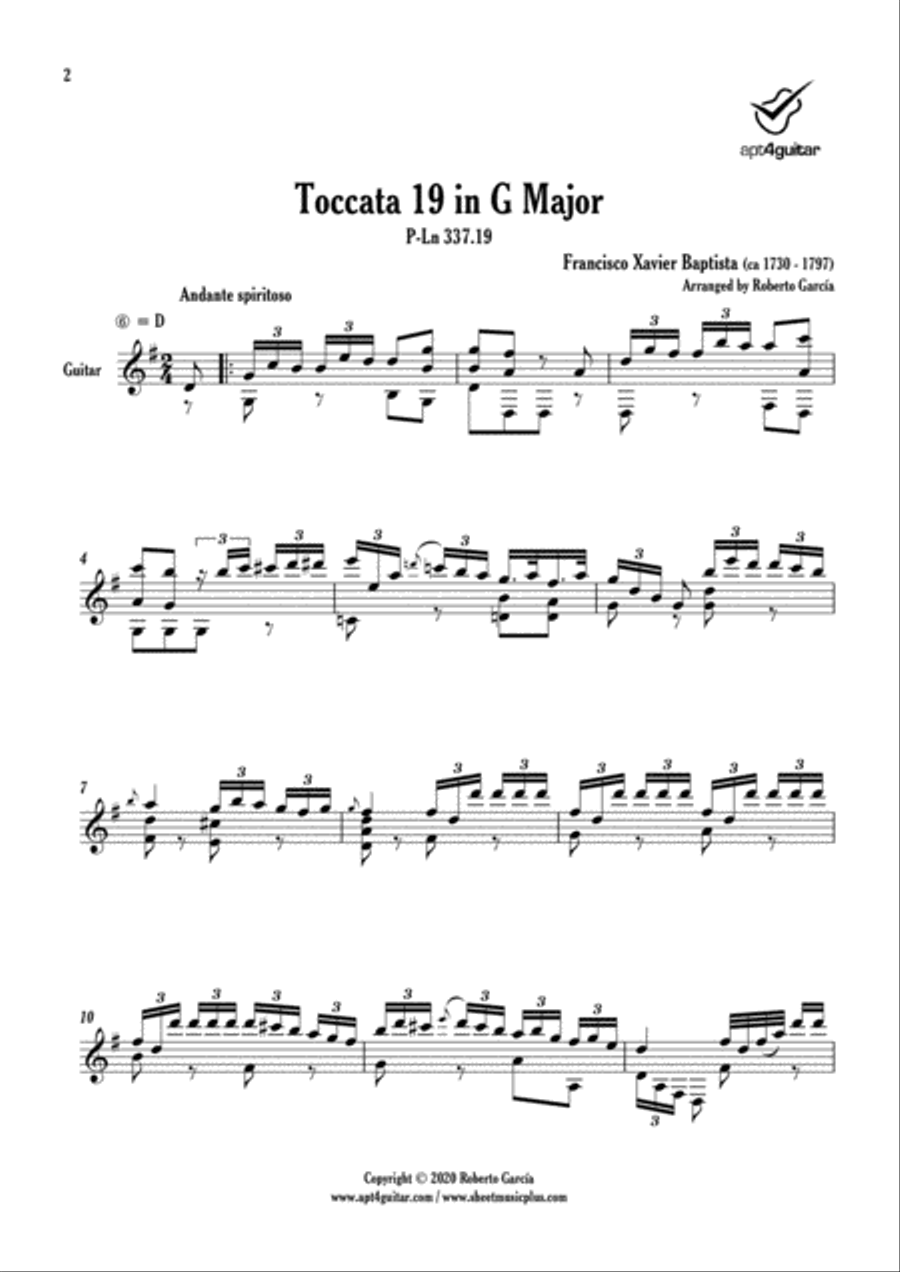 Toccata 19 in G Major Acoustic Guitar scores gallery preview page 2