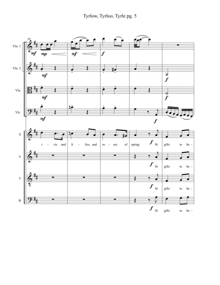 Tyrlow, Tyrloo, Tyrle : A Shepherd's Christmas Carol : SATB Choir, String Quartet and Hand Percussio