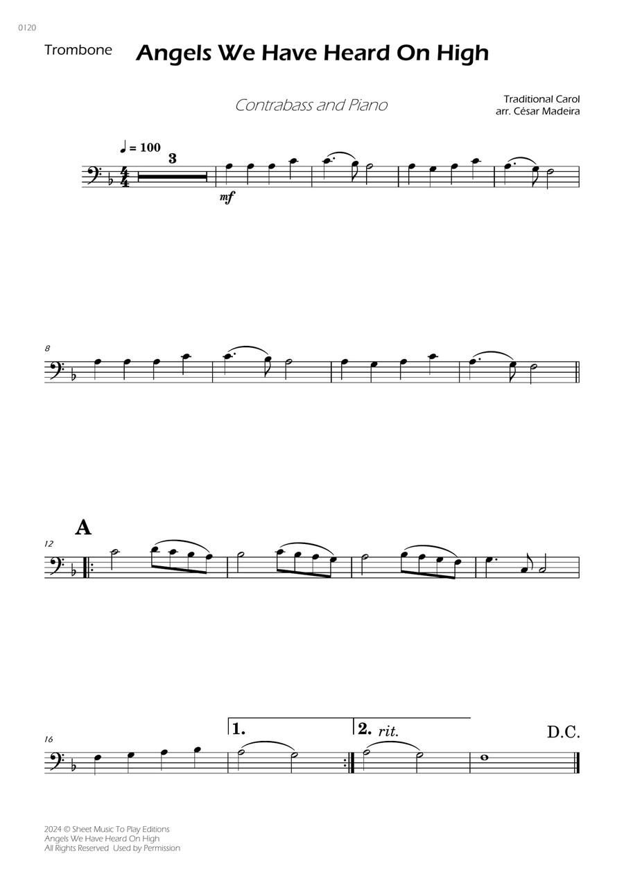 Angels We Have Heard On High - Contrabass and Piano Double Bass scores gallery preview page 2