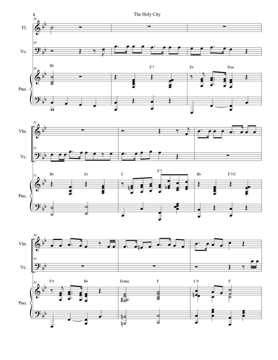 The Holy City (Duet for Violin and Cello) Piano Trio scores gallery preview page 4