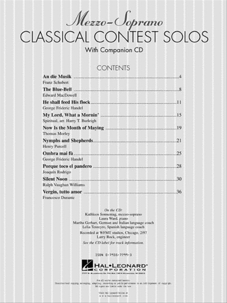 Classical Contest Solos - Mezzo-Soprano Mezzo-Soprano Voice scores gallery preview page 3