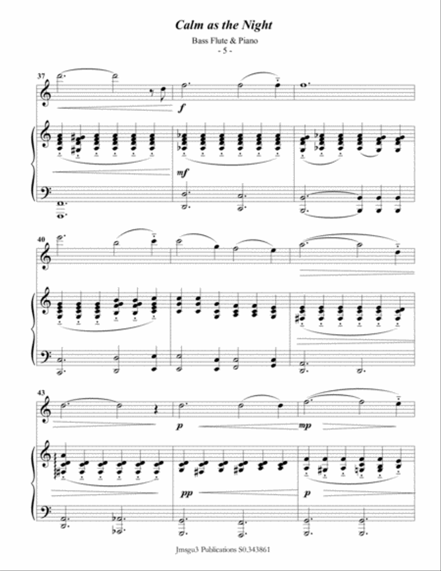 Bohm: Calm as the Night for Bass Flute & Piano Flute Solo scores gallery preview page 5