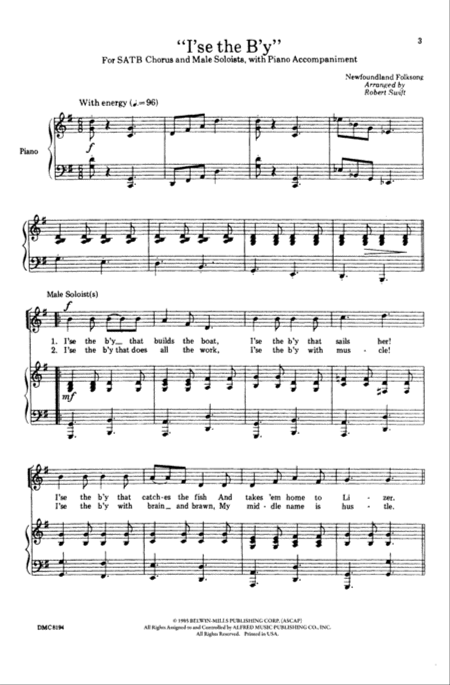 I'se the B'y (I Am the Boy) 4-Part scores gallery preview page 2
