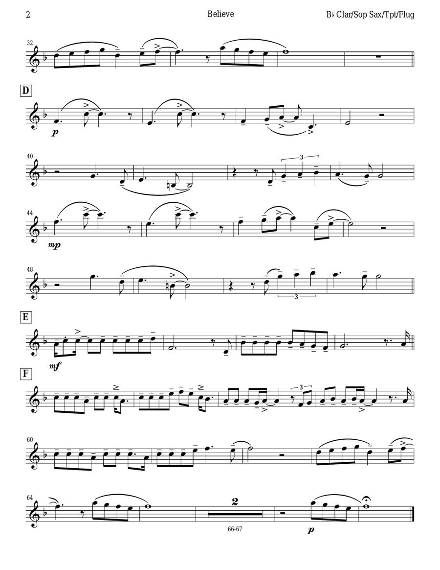 Believe B-Flat Trumpet scores gallery preview page 2