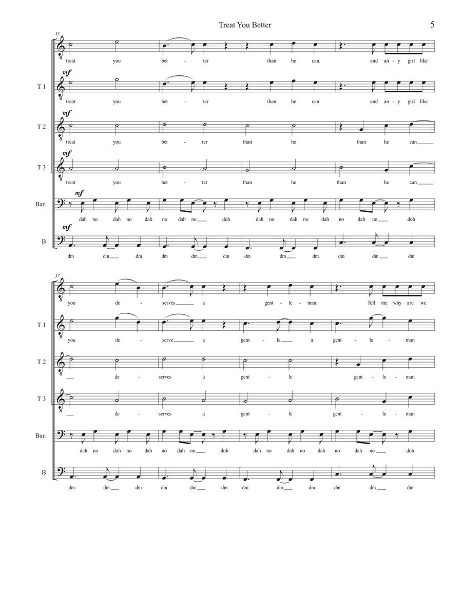 Treat You Better TTBB scores gallery preview page 5