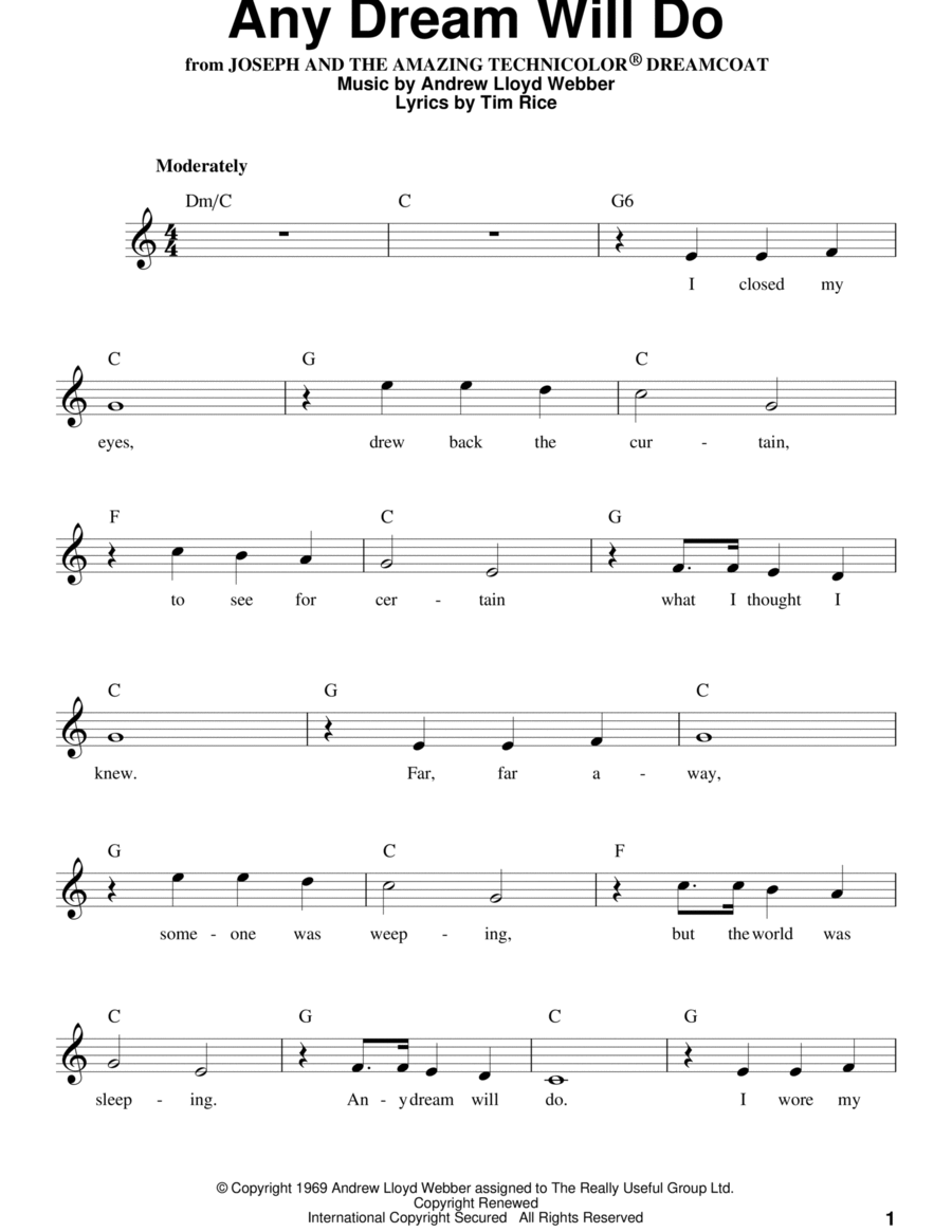 Any Dream Will Do Voice scores gallery preview page 1