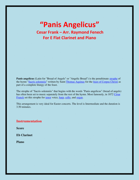 Panis Angelicus - E Flat Clarinet and Piano image number null