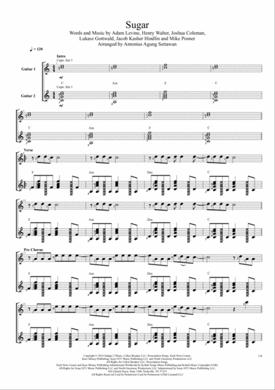 Sugar Sugar Guitar Solo scores gallery preview page 1