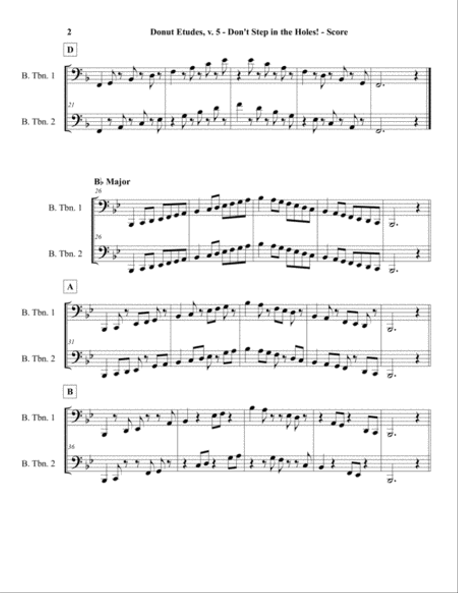 Donut Etudes v5 - Scale Duets for 2 Bass Trombones Trombone Duet scores gallery preview page 4