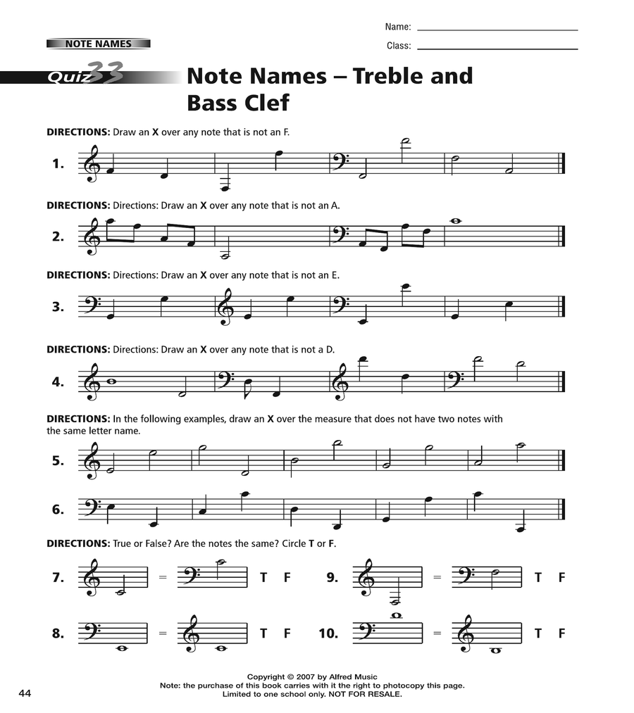 60 Music Quizzes for Theory and Reading Reproducible Packs scores gallery preview page 3