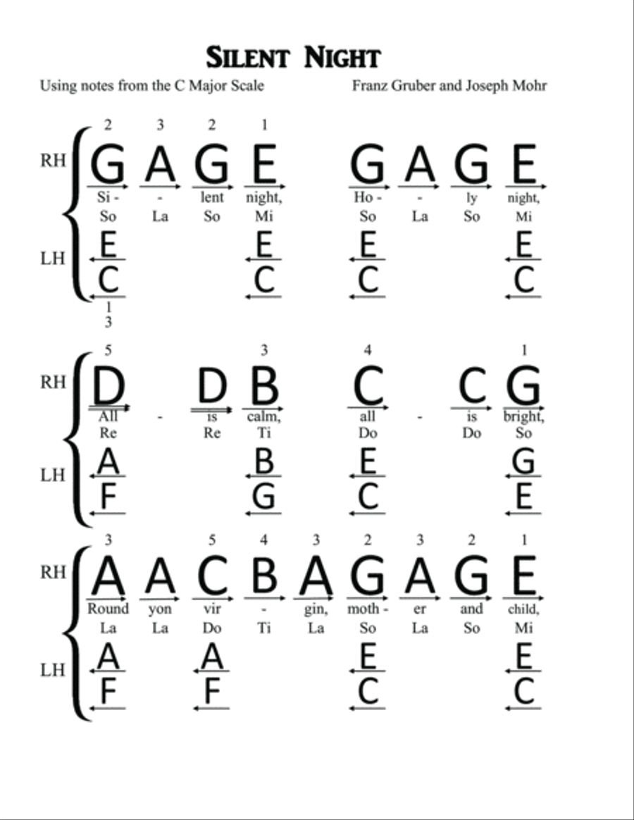 Silent Night (big letter notation) Voice scores gallery preview page 2
