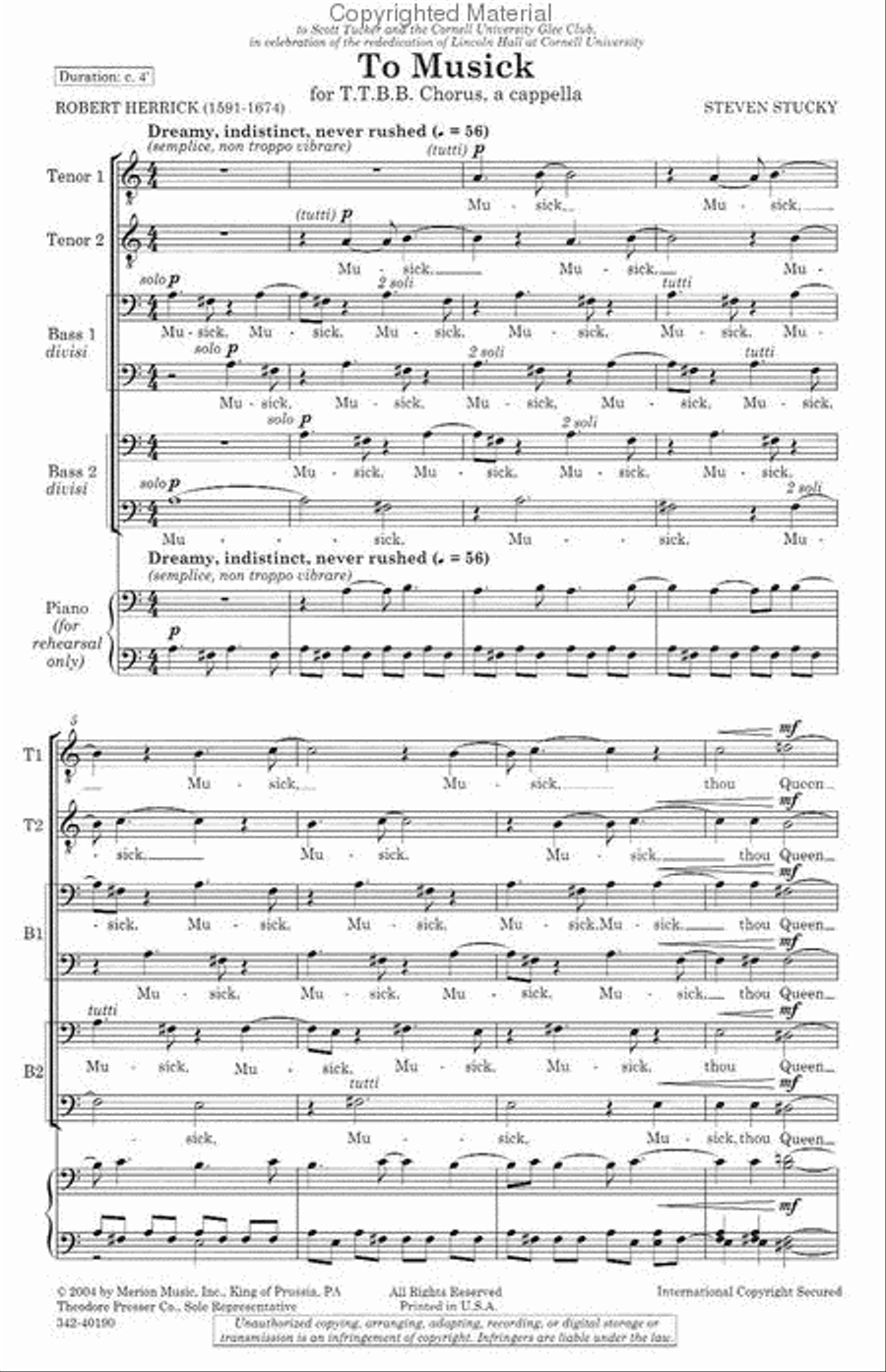 To Musick TTBB scores gallery preview page 2