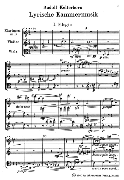 Lyrische Kammermusik für Klarinette, Violine und Viola (1959)