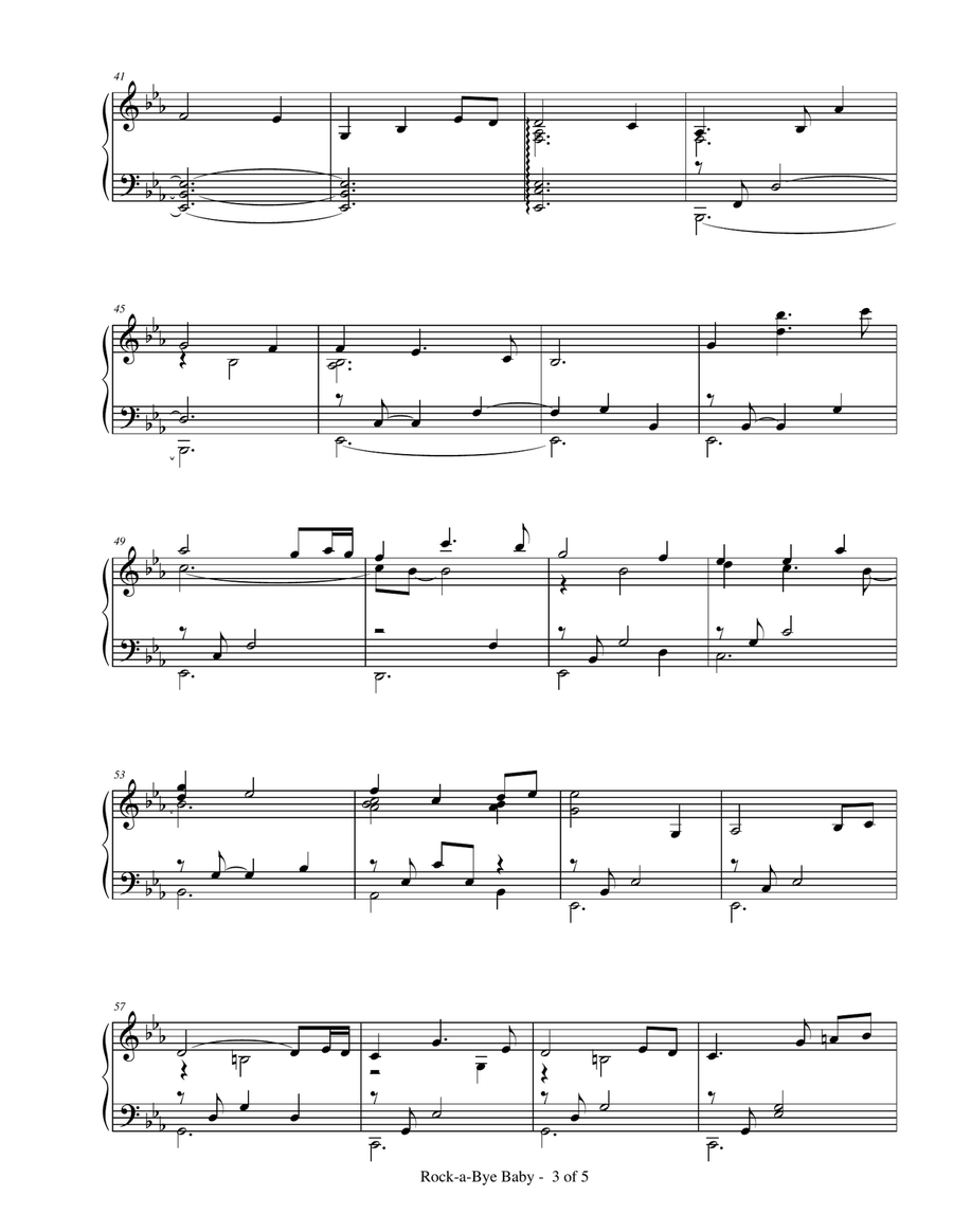 Rock-a-Bye Baby Rock-a-Bye Baby Piano Solo scores gallery preview page 3