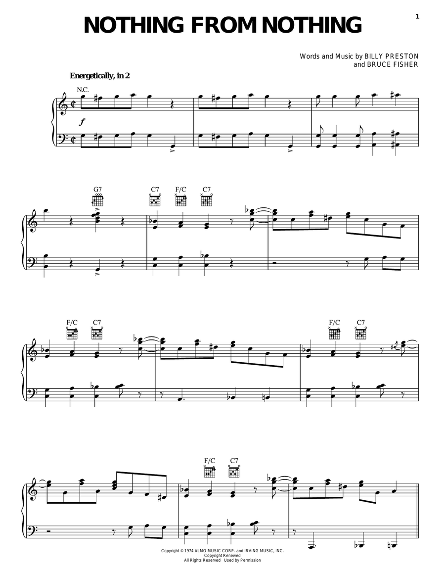 Nothing From Nothing Piano, Vocal, Guitar scores gallery preview page 1