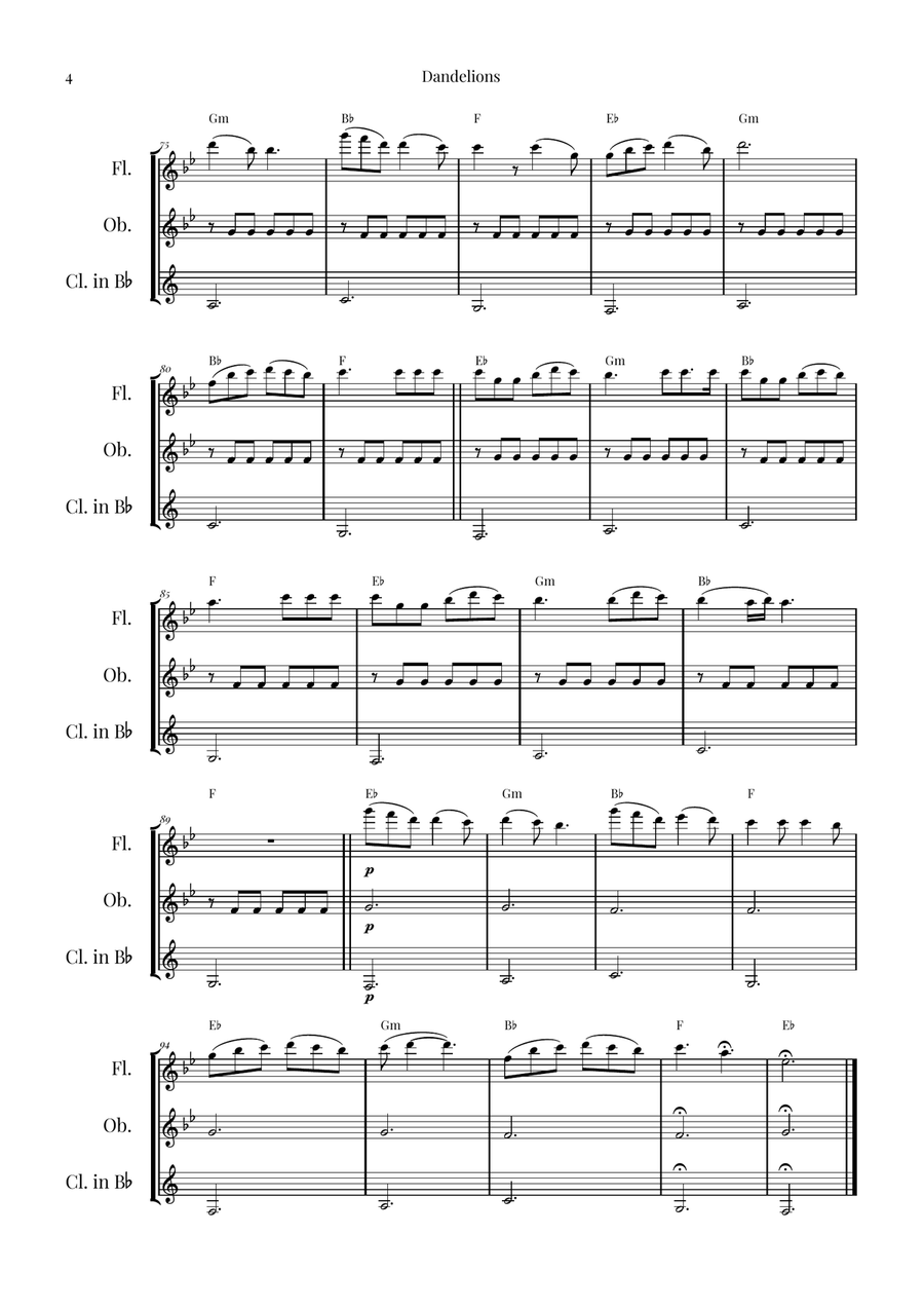 Dandelions Woodwind Trio scores gallery preview page 4