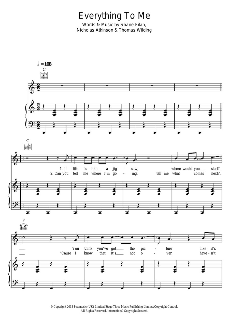 Everything To Me Everything To Me Piano, Vocal scores gallery preview page 1