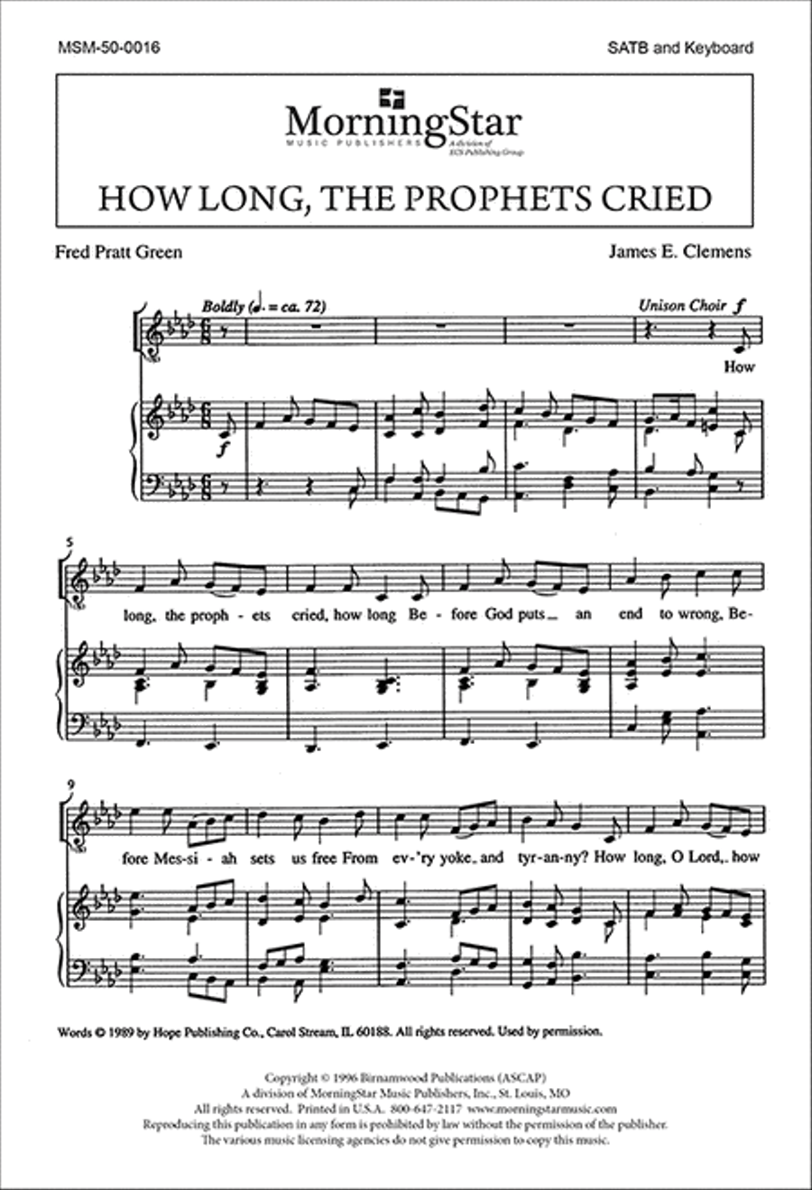 How Long, the Prophets Cried 4-Part scores gallery preview page 1