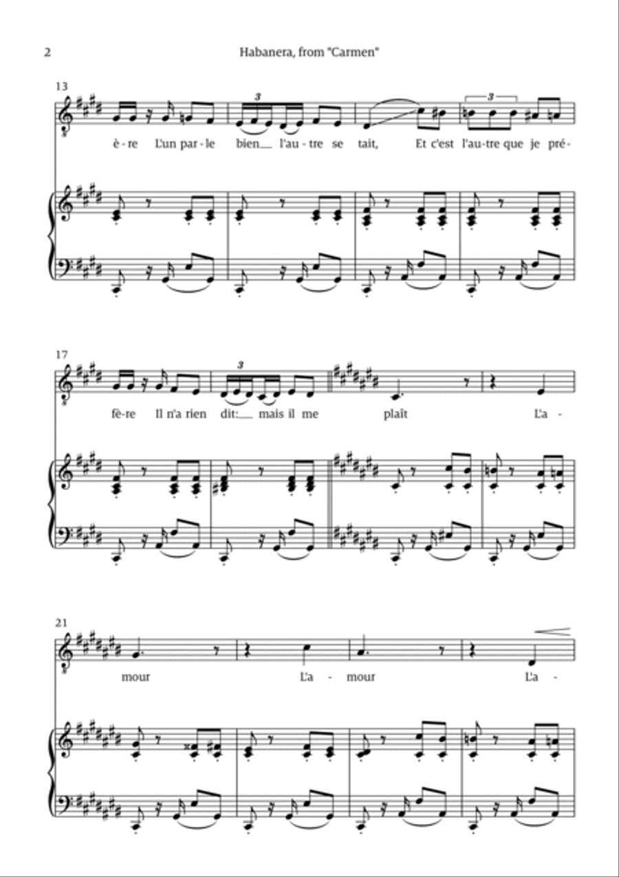 Habanera (for tenor - C# minor/major) Chamber Music scores gallery preview page 2