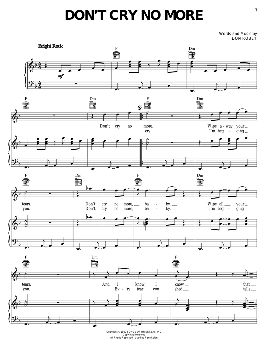 Don't Cry No More Acoustic Guitar scores gallery preview page 1