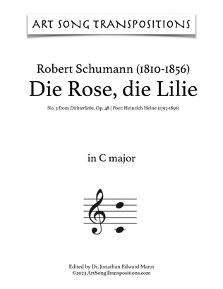 Book cover for SCHUMANN: Die Rose, die Lilie, Op. 48 no. 3 (transposed to C major and B major)
