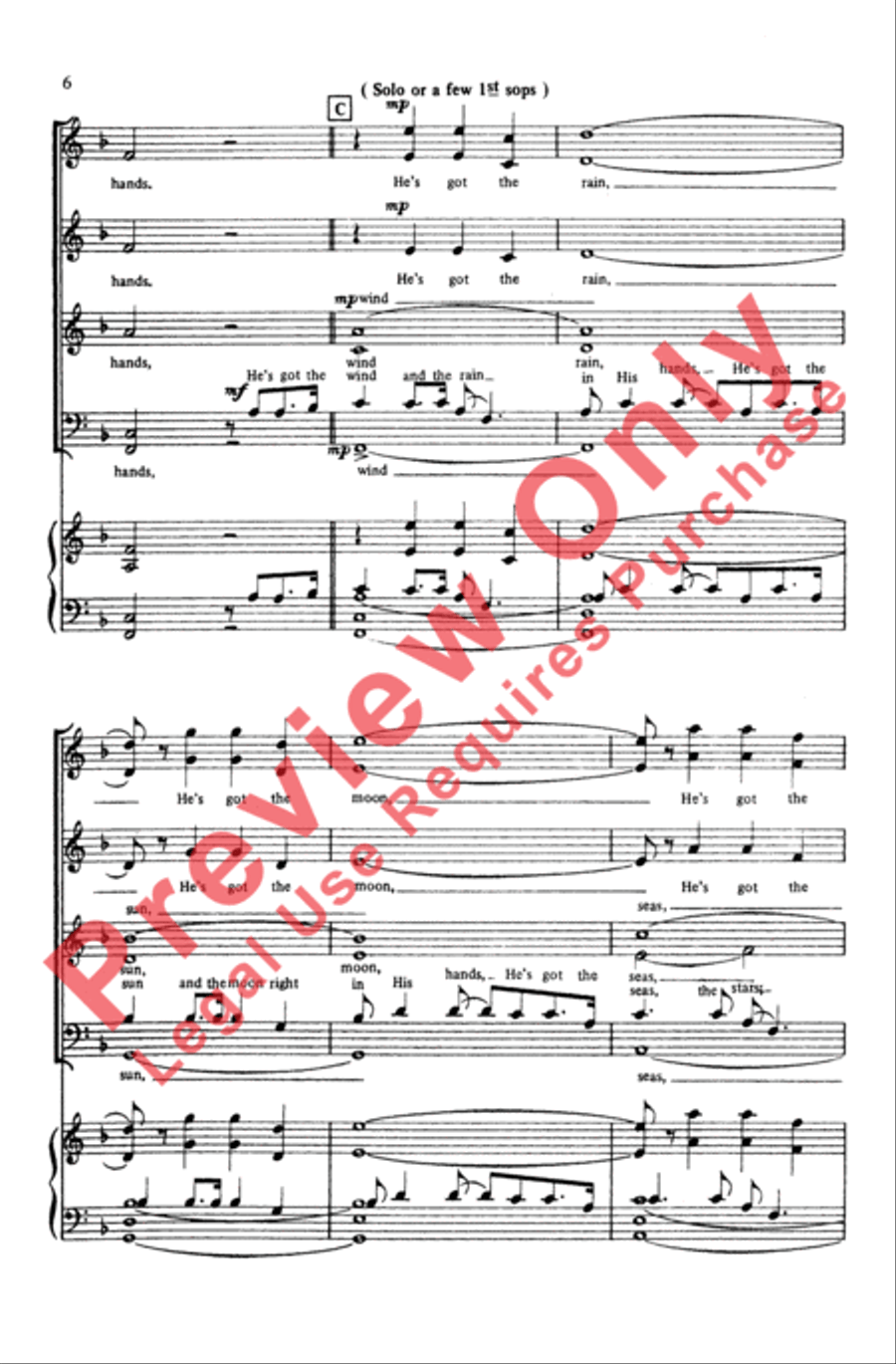 He's Got the Whole World in His Hands 4-Part scores gallery preview page 5