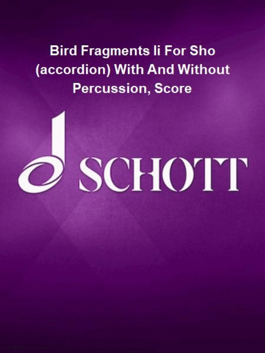 Bird Fragments Ii For Sho (accordion) With And Without Percussion, Score Percussion scores gallery preview page 1